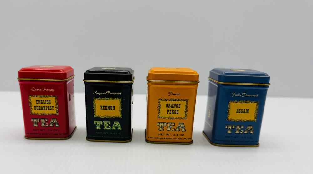 Vintage John Wagner Tea Tins | Retro Kitchen Decor, European Tea Shop Styling